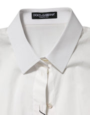 Dolce & Gabbana White Cotton Short Sleeves Collared Top Shirt