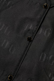 Dolce & Gabbana Black Silk DG Embroidery Long Sleeves Top