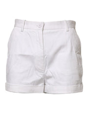 Dolce & Gabbana White Cotton Mid Waist Women Bermuda Shorts