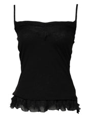 Scervino Street Black Wool Sleeveless Square Neck Tank Top