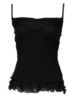 Scervino Street Black Wool Sleeveless Square Neck Tank Top