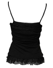 Scervino Street Black Wool Sleeveless Square Neck Tank Top