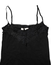 Scervino Street Black Wool Sleeveless Square Neck Tank Top