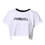 Dolce & Gabbana White Graphic Print Crew Neck Cropped T-shirt