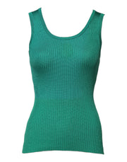 Dolce & Gabbana Green Silk Sleeveless Round Neck Tank Top