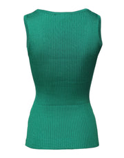 Dolce & Gabbana Green Silk Sleeveless Round Neck Tank Top