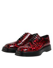 Dolce & Gabbana Red Leopard Derby Formal Men Dress Shoes