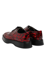 Dolce & Gabbana Red Leopard Derby Formal Men Dress Shoes