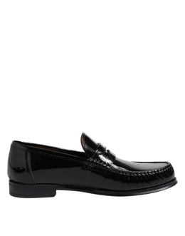 Dolce & Gabbana Black Leather Slip On Loafers Dress Shoes