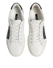 Dolce & Gabbana White Black Leather Lace Up Men Sneakers Shoes