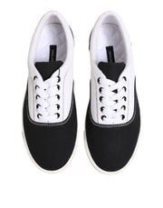Dolce & Gabbana Black Cotton Canvas Lace Up Men Sneakers Shoes