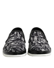 Dolce & Gabbana Black Slip On Printed Men Loafers Shoes