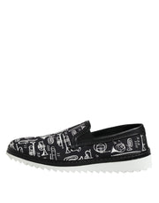 Dolce & Gabbana Black Slip On Printed Men Loafers Shoes