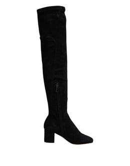Dolce & Gabbana Black Suede Leather Knee High Boots Shoes