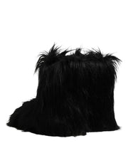 Dolce & Gabbana Black Faux Fur Mid Calf Boots Shoes