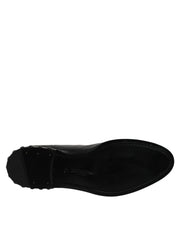 Dolce & Gabbana Black Leather Logo Ankle Boots Studded Shoes