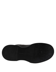 Dolce & Gabbana Black Leather Mid Calf Boots Flats Shoes