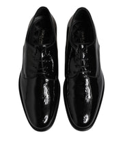 Dolce & Gabbana Black Patent Leather Derby Formal Dress Shoes