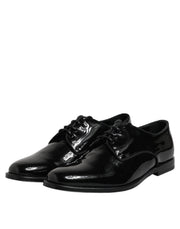 Dolce & Gabbana Black Patent Leather Derby Formal Dress Shoes