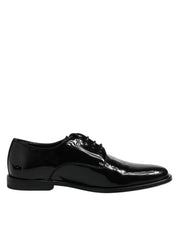 Dolce & Gabbana Black Patent Leather Derby Formal Dress Shoes