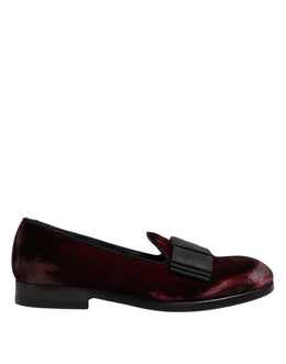 Dolce & Gabbana Red Velvet Men Slip On Loafers Dress Shoes
