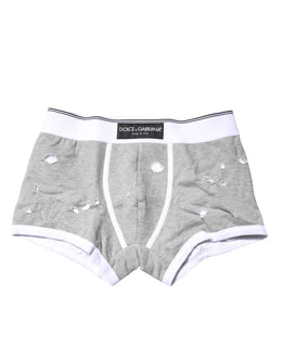 Dolce & Gabbana Gray Cotton Stretch Regular Boxer Underwear