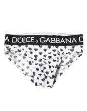 Dolce & Gabbana White Heart Printed Regular Brief Underwear