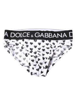 Dolce & Gabbana White Heart Printed Regular Brief Underwear