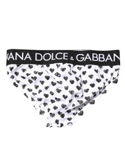 Dolce & Gabbana White Heart Printed Regular Brief Underwear