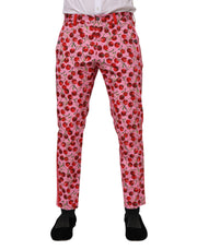 Dolce & Gabbana Pink Cherry Print Cotton Dress Pants