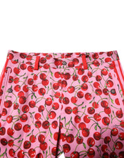 Dolce & Gabbana Pink Cherry Print Cotton Dress Pants