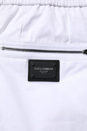 Dolce & Gabbana White Cotton Stretch Logo Men Jogger Pants