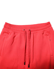 Dolce & Gabbana Red Cotton Men Jogger Sweatpants Pants