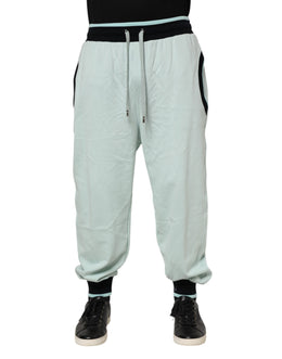 Dolce & Gabbana Light Green Cotton Men Jogger Sweatpants Pants