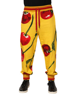 Dolce & Gabbana Yellow Cherry Print Jogger Sweatpants Pants
