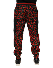 Dolce & Gabbana Black Red Cherry Print Men Sweatpants Pants
