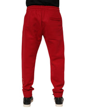 Dolce & Gabbana Red Cotton Logo Jogger Men Sweatpants Pants