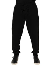 Dolce & Gabbana Black Cotton Logo Tape Men Jogger Pants