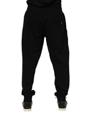 Dolce & Gabbana Black Cotton Logo Tape Men Jogger Pants