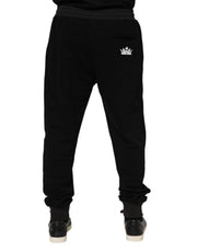 Dolce & Gabbana Black Cotton Crown Jogger Sweatpants Pants