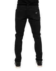 Dolce & Gabbana Black Cotton Logo Plaque Denim Jeans