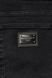 Dolce & Gabbana Black Cotton Logo Plaque Denim Jeans