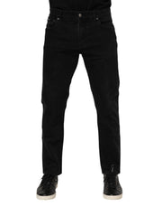 Dolce & Gabbana Black Cotton Logo Plaque Slim Fit Denim Jeans