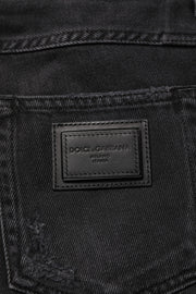 Dolce & Gabbana Black Cotton Logo Plaque Skinny Denim Jeans