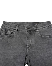 Dolce & Gabbana Gray Cotton Logo Plaque Denim Jeans