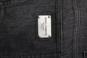 Dolce & Gabbana Gray Washed Cotton Loose Denim Jeans