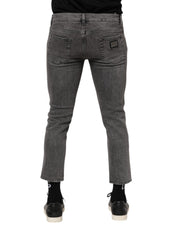 Dolce & Gabbana Gray Cotton Logo Plaque Men Denim Jeans