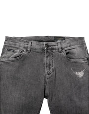 Dolce & Gabbana Gray Cotton Logo Plaque Men Denim Jeans