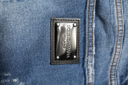 Dolce & Gabbana Blue Washed Cotton Logo Plaque Denim Jeans
