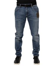 Dolce & Gabbana Blue Logo Embroidery Denim Jeans